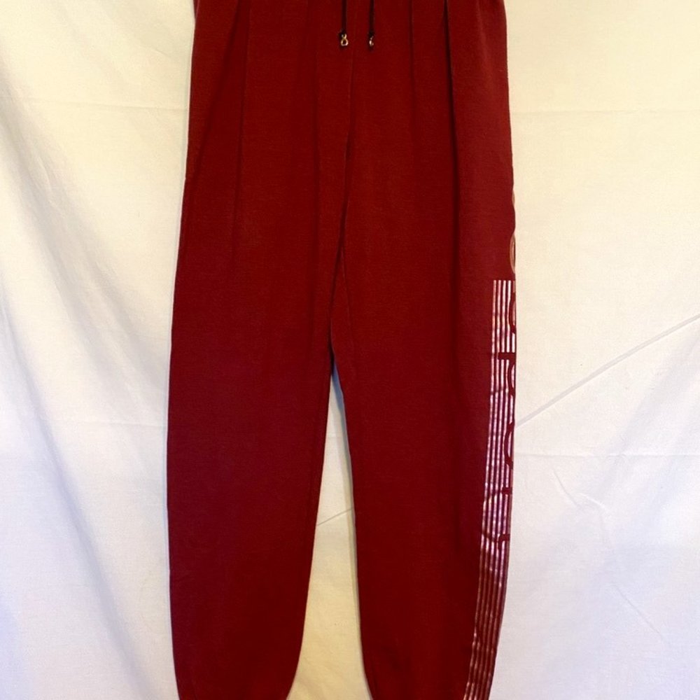 Nice BEBE SPORT Maroon/Burgundy Sweat Pants with Rose Gold Detailing ~Size M